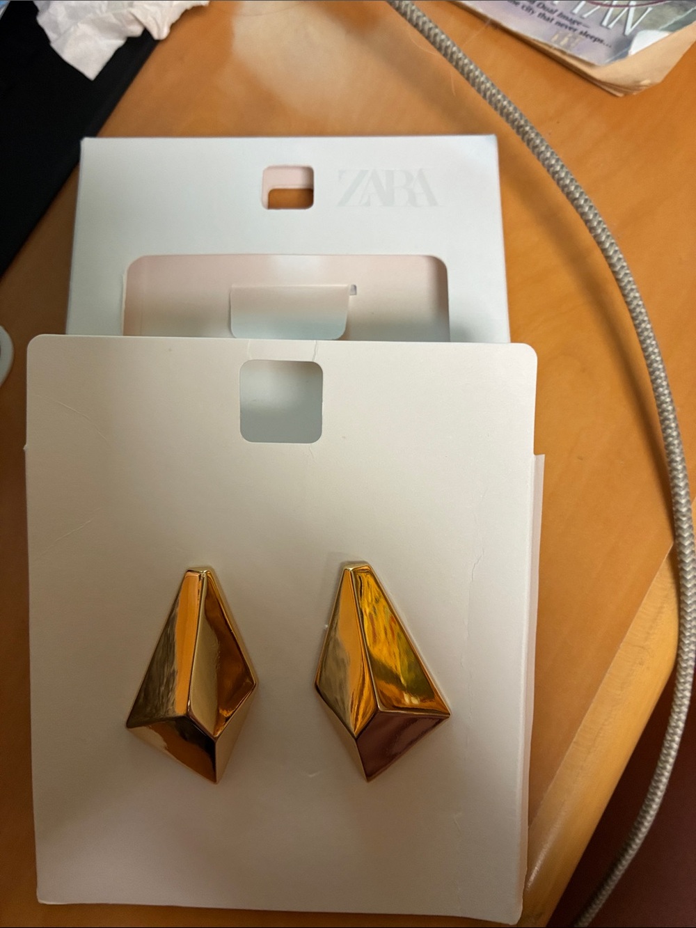 Zara Shiny Gold Geometric Faceted Clip-On Earrings